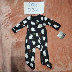 Baby 0-3M Halloween Ghost Adora-Boo 2 Way Zip Sleep N Play Footed Sleeper NWT